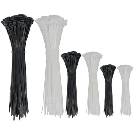 600 attaches de câble auto-bloquantes en nylon PA66 pour électricité, 15-30 cm, lot de 600