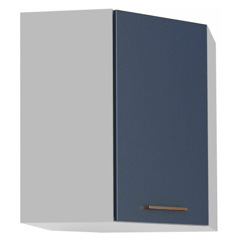 Impact Furniture - 600 Kitchen Corner Wall Unit 60cm Cabinet Navy Dark Blue Copper Handle l/r Nora - Navy Blue