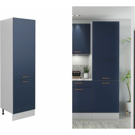 Kitchen Cabinet 8 Unit Set 240cm Navy Blue / Grey Base Wall Copper