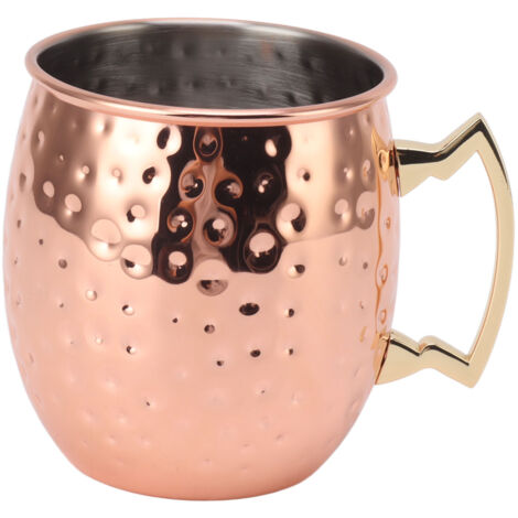 600-ml-Edelstahlbecher für Moscow Mule, roségoldener Cocktailbecher mit Punkten für die Hausbar