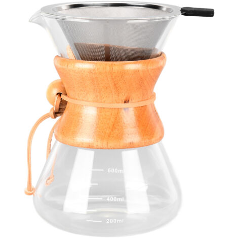 600-ml-Glaskessel für Kaffee – Edelstahlfilter für die Aufgussmethode, schlichtes und hitzebeständiges Design, ideal für Kaffeeliebhaber