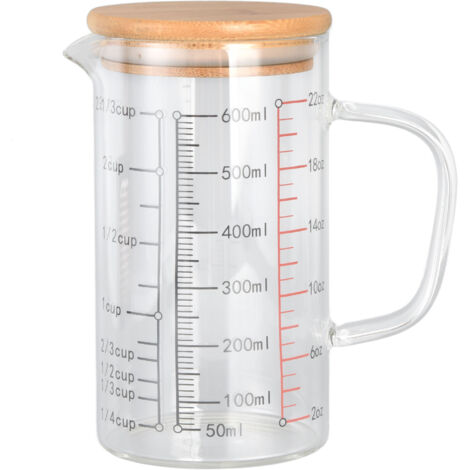 600-ml-Messbecher aus Borosilikatglas mit V-förmigem Ausguss, gut lesbarer Skala und komfortablem Griff