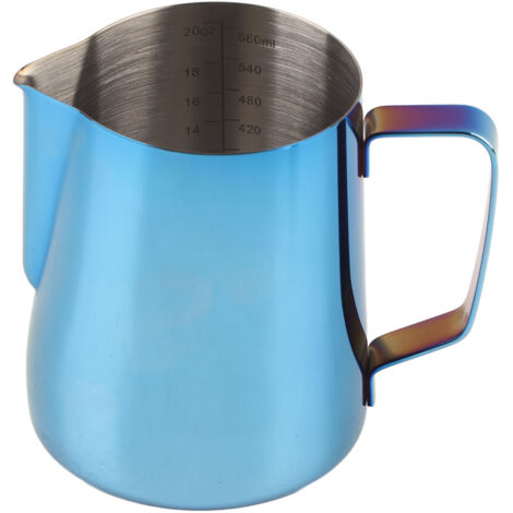 600-ml-Milchkännchen aus Edelstahl 304 für japanischen Milchaufschäumer, blaue Kaffeetasse für Heimbaristas