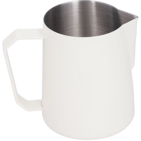 600 ml Milchkännchen aus Edelstahl 304 für Kaffeeschaum, spitzer Ausguss, ideal für Zuhause oder Cafés, weiße Farbe.