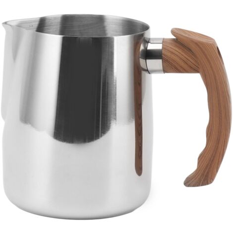 600-ml-Milchkännchen aus Edelstahl (304) mit tropffreiem Ausgießer für Milchaufschäumer und Kaffee, Originalfarbe mit Griff