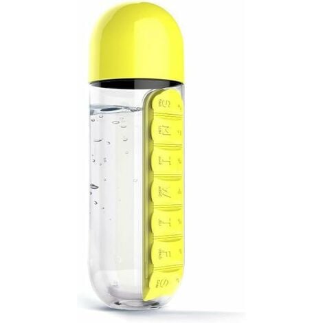 600 ml Wasserflasche mit Pillendose 2 in 1 Outdoor Portable 7 Day Pill  Organizer Daily Pill Organizer Outdoor Water Bottle Organizer Auslaufsicher
