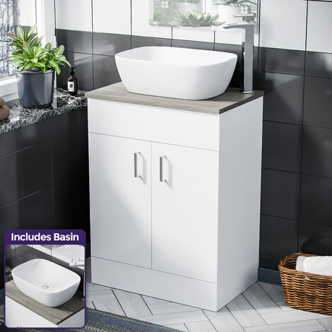 600 mm White Vanity Cabinet and Counter Top Basin Sink  Nanuya
