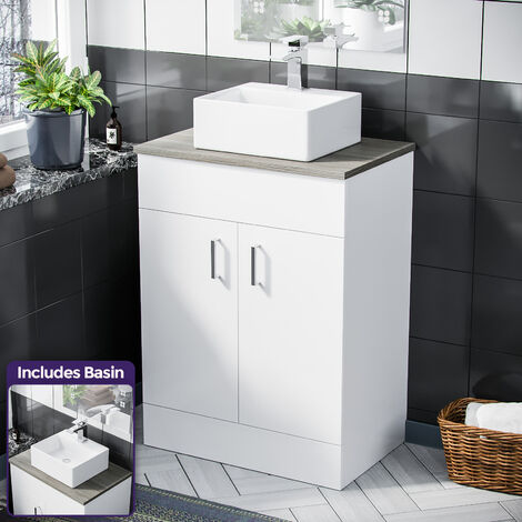 600 mm White Vanity Cabinet and Small 420mm Counter Top Basin Sink  Nanuya