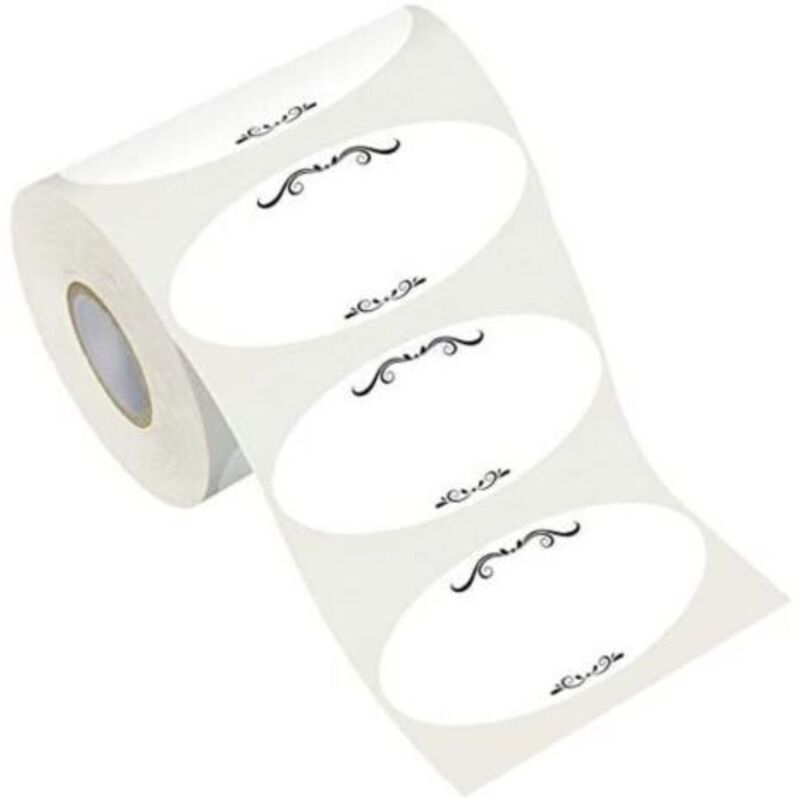 600 patterned self-adhesive labels, reusable, 2 x 1 inch, waterproof and oil-resistant, suitable for food containers, kitchen, restaurant, pantry