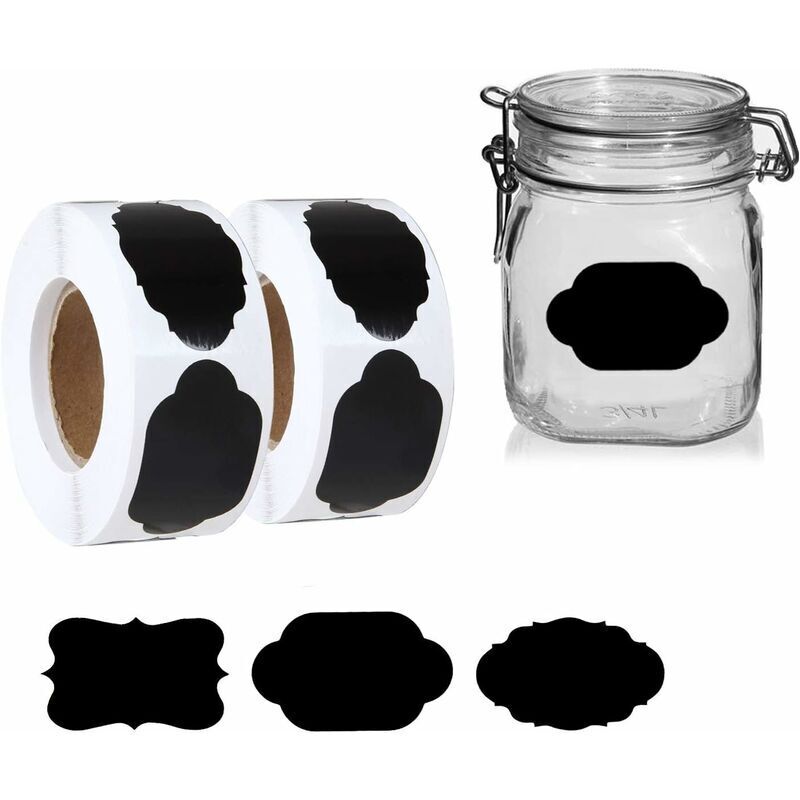 600 PCS étiquettes Bocaux Cuisine Etiquette Confiture étiquette Ardoise pour Bocaux Confiture, 2 Rouleau Autocollantes Etiquettes Epices Pour Coller