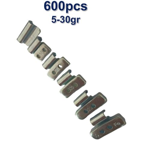 Equipement Express Sicoba – Pack de 600 plombs masses d’équilibrage à frapper – Acier-zinc pour jantes alu – Poids variés 5-30g – 100 x 5g, 100 x 10g, 100 x 15g, 100 x 20g, 100 x 25g, 100 x 30g