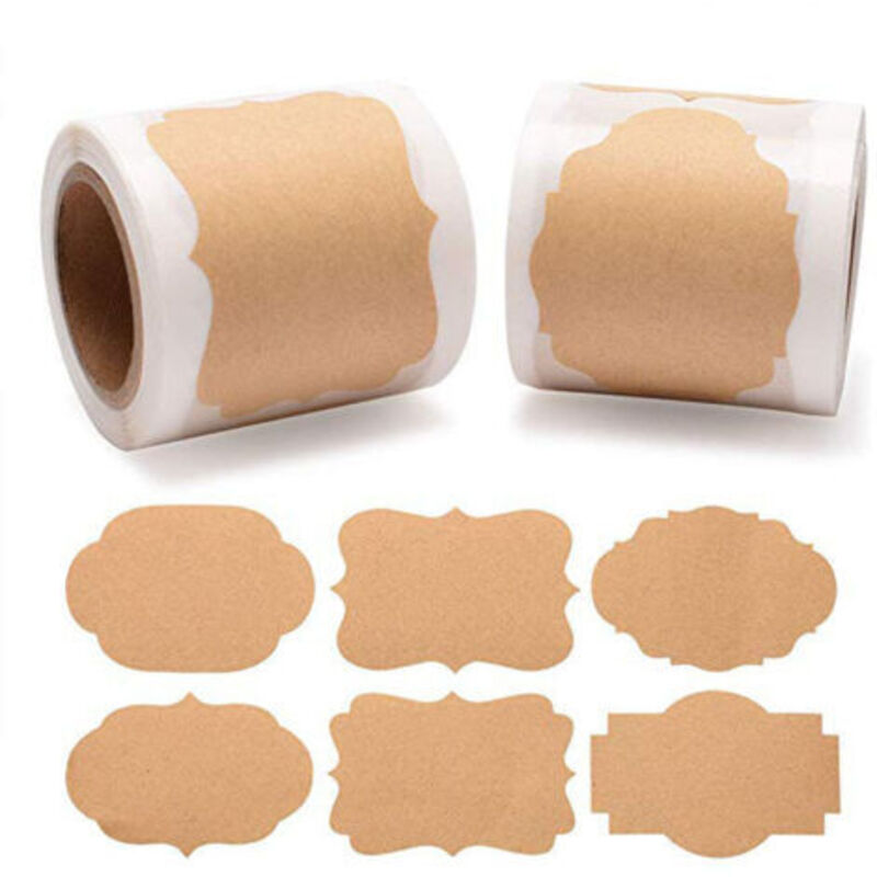 600 Self-Adhesive Labels, Assorted Borders, Reusable, 2 x 1 Inches, Waterproof and Oil-Resistant, Suitable for Food Containers, Kitchen, Restaurant,