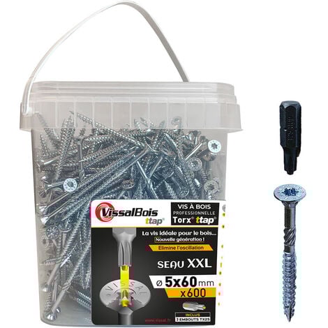 600 vis à bois TTAP 5x60mm filetage asymétrique zingué - Vissal