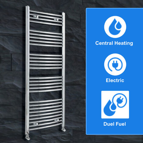 600 x 1200mm Curved Chrome Heated Towel Rail Ladder Radiator