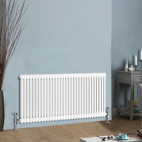 600 x 1460 mm Traditional White Horizontal Cast Iron Radiator Double Column