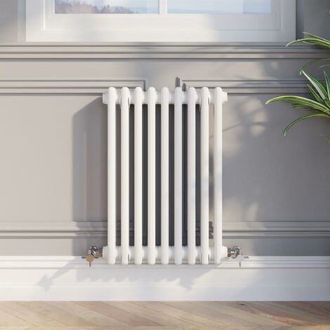 GALIFLO 600 x 425mm Double Bar Horizontal Traditional Colosseum White Column Radiator