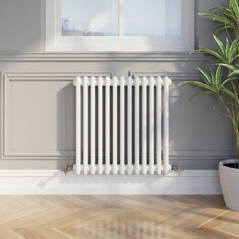 GALIFLO 600 x 605mm Double Bar Horizontal Traditional Colosseum White Column Radiator