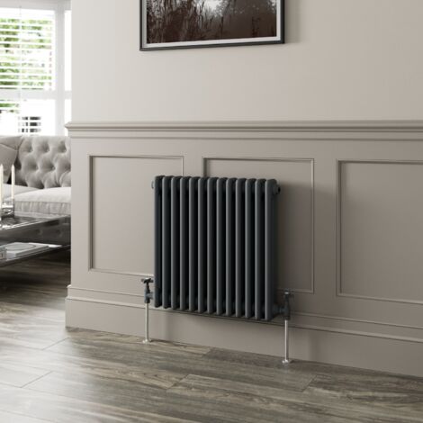 600 x 605mm Triple Horizontal Traditional Colosseum Anthracite Column Radiator