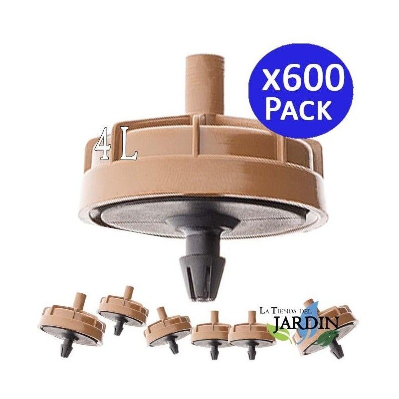 

Suinga - 600 x Goteros para riego Autocompensante 4 litros, Seta