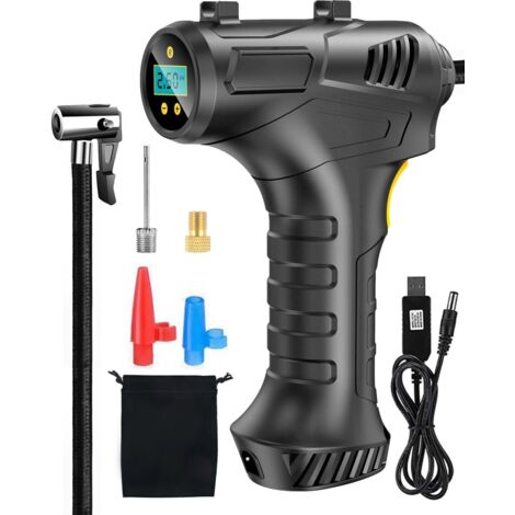 6000 mAh Autoreifenfüller mit LED-Licht und digitaler LCD-Anzeige, 150 PSI Autokompressor, 12 V tragbarer Luftkompressor, kabelloser Luftkompressor für Auto, Motorrad, Fahrrad, Ball