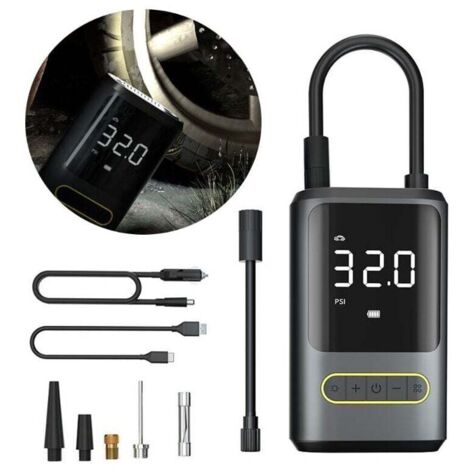 6000 mAh Mini-Elektroluftpumpe, tragbarer Luftkompressor, kabelloser Reifenfüller 150 PSI mit digitaler LCD-Anzeige, wiederaufladbare Luftpumpe für Auto, Fahrrad, Motorrad, Roller, Ball