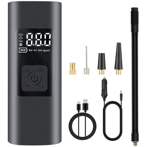 6000mAh Mini Compresseur Portatif Gonfleur de Pneu de Voiture 150Psi Pompe à vélo électrique avec SOS Light Pompe à air Rechargeable avec Grand écran LCD pour pneus de Voiture Boules de Moto