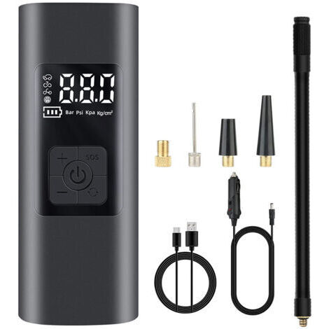 6000mAh Mini Compresseur Portatif Gonfleur de Pneu de Voiture 150Psi Pompe à vélo électrique avec SOS Light Pompe à air Rechargeable avec Grand écran LCD pour pneus de Voiture Boules de Moto