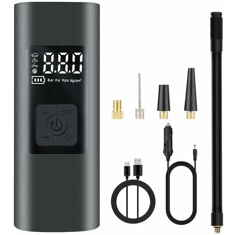 6000mAh Mini compressore portatile Gonfiatore per pneumatici per auto 150Psi Pompa per bici elettrica con pompa ad aria ricaricabile leggera SOS con ampio display LCD per pneumatici per auto Palline p