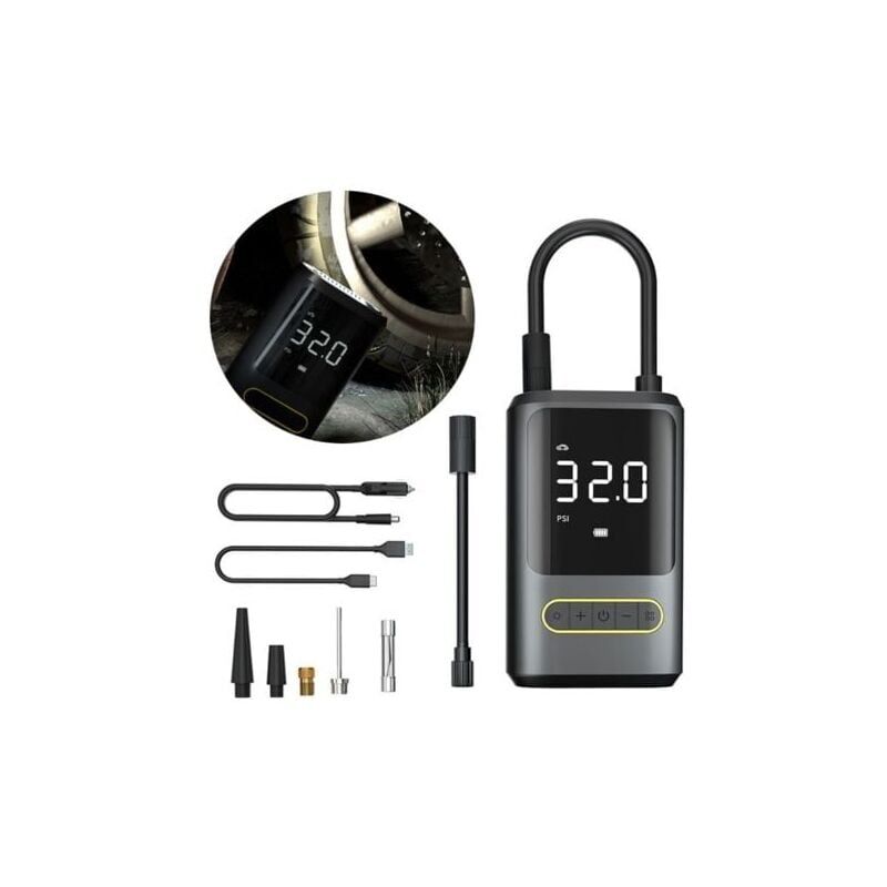 6000mAh Mini Electric Air Pump Portable Air Compressor 150PSI Battery Digital lcd Display Tire Inflator Rechargeable Air Pump for Car Bicycle