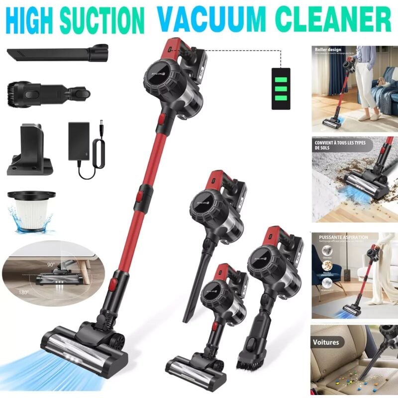 6000W Vertical 6 en 1 Aspirateur de puissance de bâton sans fil sans sac Hoover