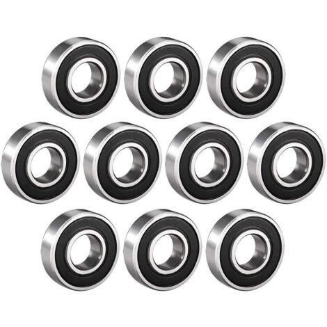 - 6001-2RS - Lot de 10 roulements à billes multi-usages en caoutchouc - 12 x 28 x 8 mm - En acier au carbone - Avec rainure et double scellage