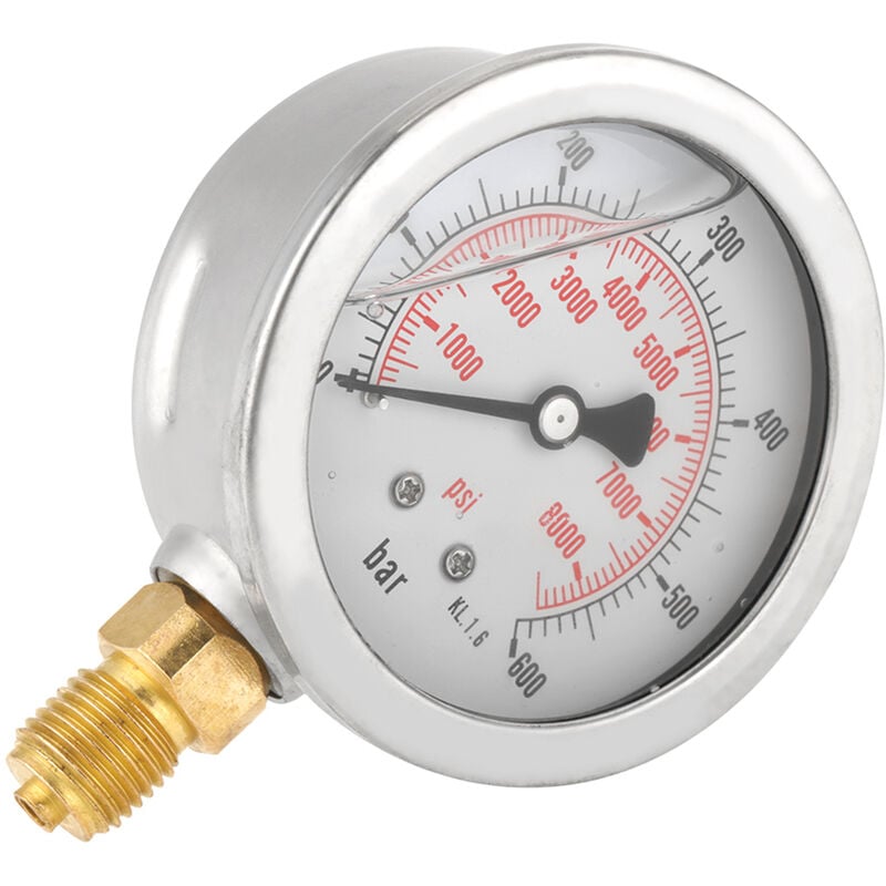 Jeffergarden - 0-600Bar g 1/4 '63mm Cadran Hydraulique Jauge de Pression D'eau Mètre Outil De Mesure