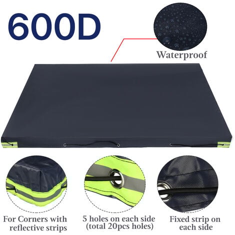 INSMA 600D Anhängerplane Abdeckplane Auto-Planen 250 x 130 x 8 cm Fantablau