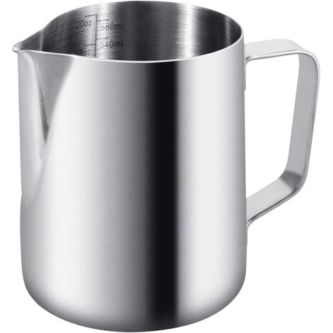 600ml/20 oz Pot à Lait 304 Acier Inoxydable Pichet à Lait Gravure Gradué à L'intérieur pour Faire Mousse Le Lait,des Capuccinos,des Jus ou Autre-Fei Yu