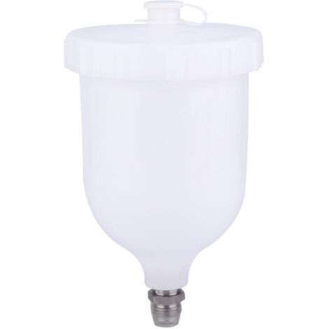 600ml High Hardness Plastic Paint Pot, Large Capacity Paint Gun Pot with Threaded Connector for D-evilbiss/T-EKNA Pro Pri FLG, White