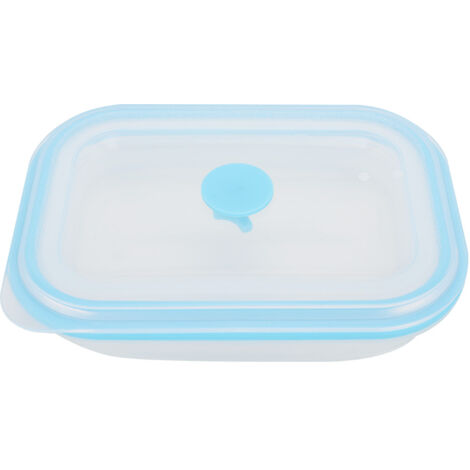 600ml Rectangular Portable Food Grade Silicone Folding Lunch Box Food Container (Blue)