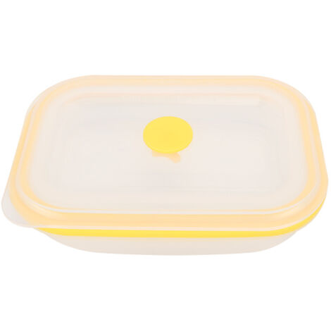 600ml Rectangular Portable Food Grade Silicone Folding Lunch Box Food Container (Yellow)