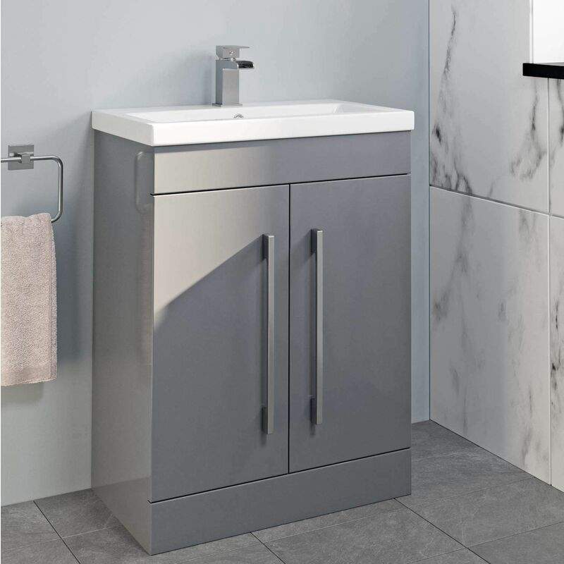 600mm Bathroom Vanity Unit Basin Cabinet Unit Grey Modern Stylish