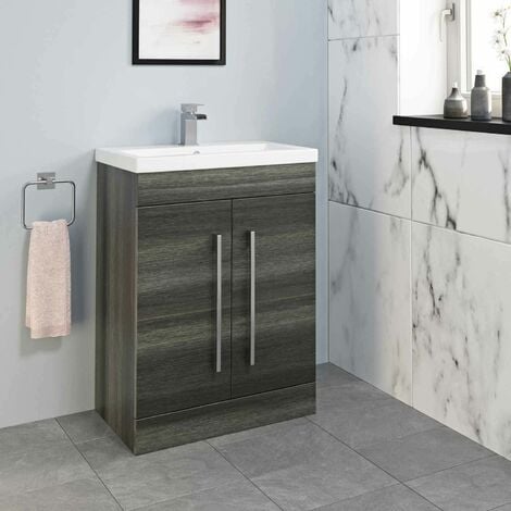 main image of "600mm Bathroom Vanity Unit Basin Cabinet Unit Modern Charcoal Grey"
