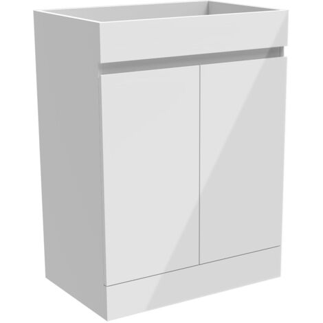 600mm Freestanding Bathroom Vanity Unit without Basin Gloss White - Flat Pack