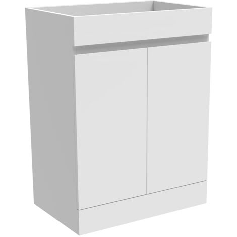 600mm Freestanding Bathroom Vanity Unit without Basin Matt White - Flat Pack