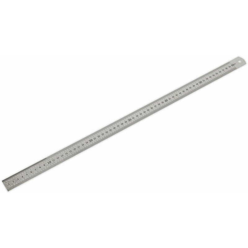 Loops - 600mm Steel Ruler - Metric & Imperial Markings - Hanging Hole - 24 Inch Rule