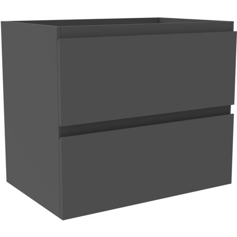 600mm Wall Mounted Bathroom Vanity Unit without Basin Matt Grey 2 Soft Close Drawers - Flat Pack