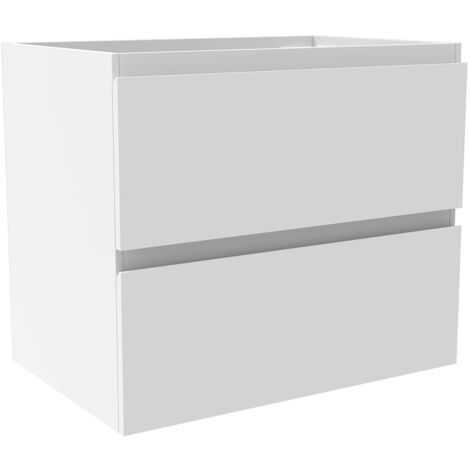 600mm Wall Mounted Bathroom Vanity Unit without Basin Matt White 2 Soft Close Drawers - Flat Pack