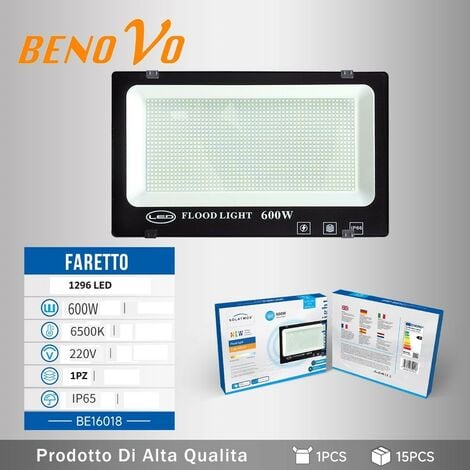600W Faro Slim smd 1296 LED 27000lm Luce Fredda 6400k Esterno IP66