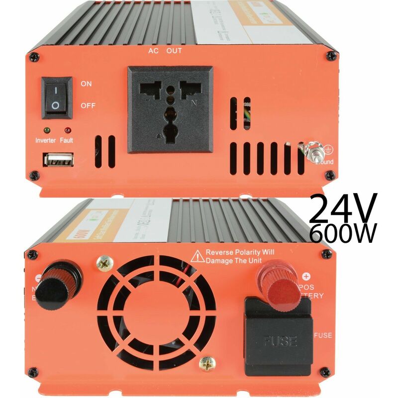 600W Power Inverter 24V dc to 230V & usb Lorry Truck Caravan Converter Adapter