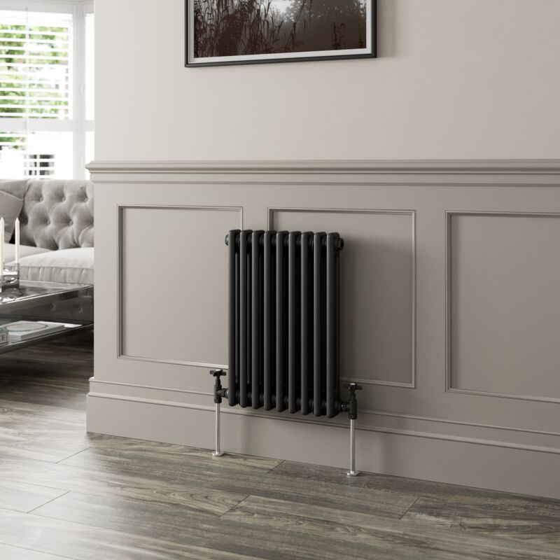 Traditional Black Collosseum Column Radiators Vertical Horizontal 600 x 425mm Double Column Horizontal