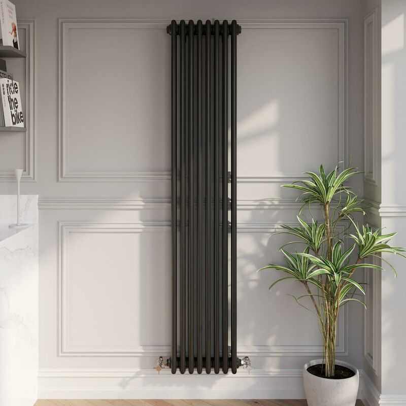 Duratherm - Traditional Black Collosseum Column Radiators Vertical Horizontal 1800 x 380mm Triple Column Vertical