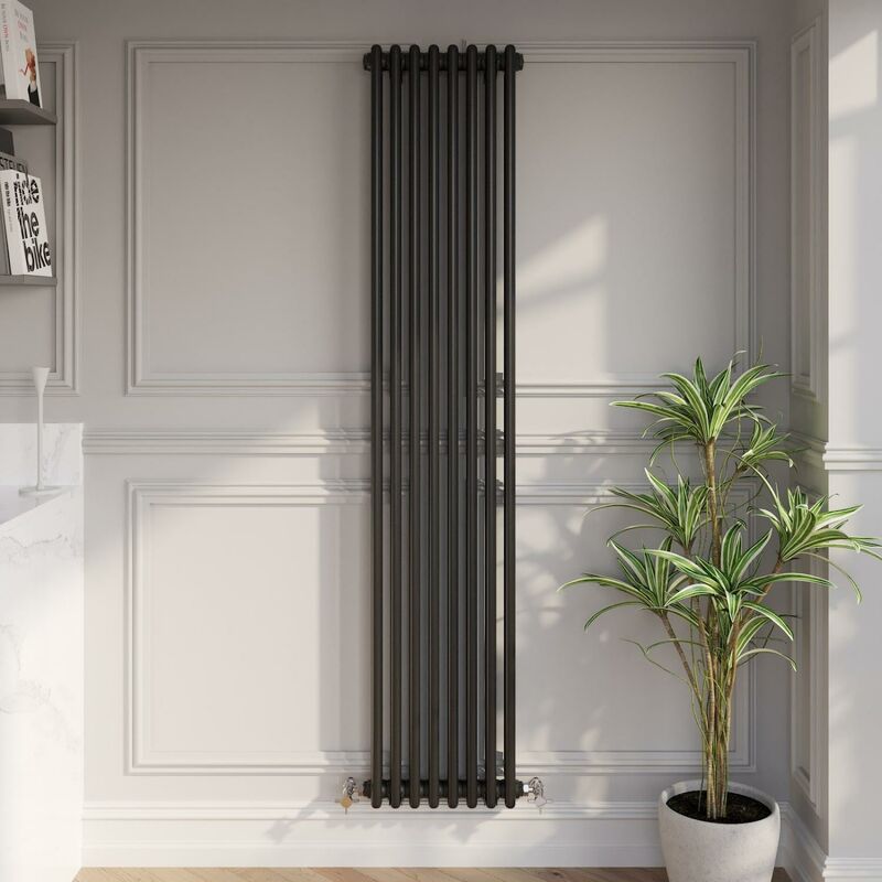 Duratherm - Traditional Black Collosseum Column Radiators Vertical Horizontal 1800 x 380mm Double Column Vertical