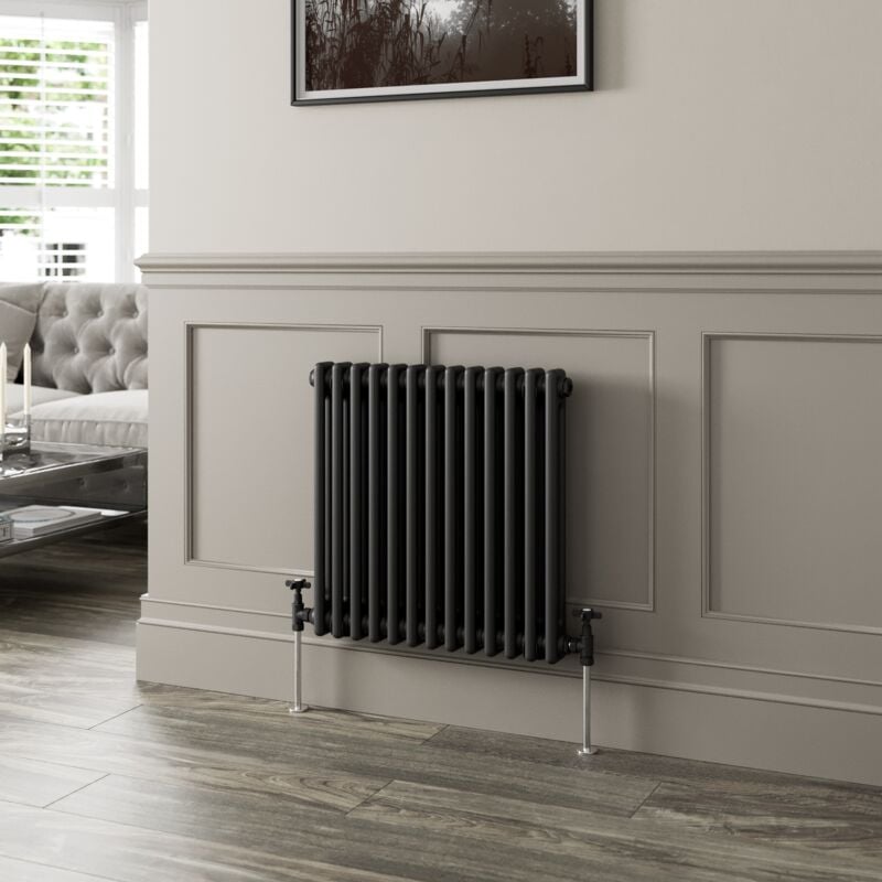 Traditional Black Collosseum Column Radiators Vertical Horizontal 600 x 605mm Double Column Horizontal